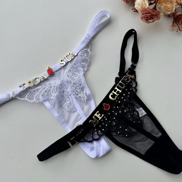 Calcinha Fio borboleta com Stras Personalizável