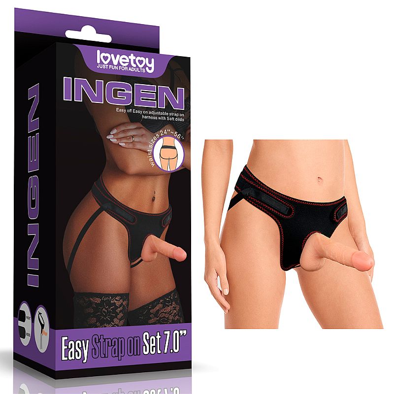 2969df81c39262d359a558f02968c3a0.jpg Cinta Com Protese com Escroto Lovetoy Easy Strap-On com Dildo Realístico de 18 cm - Imagem 1