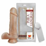 Prótese Realística Com Ventosa, escroto e Vibrador 18cm x 4,4cm
