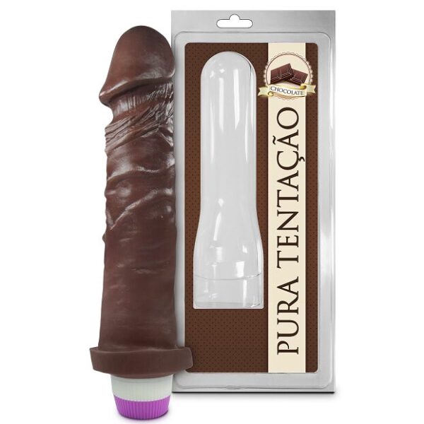 Protese Pênis Aromático com Vibro 18cm x 4,4cm Chocolate - Sexy Fantasy