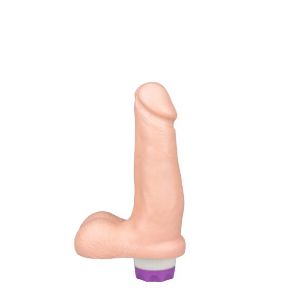 Prótese Realística Maciça com Escroto e Vibro - 15 cm x 3,5 cm - Pau Brasil