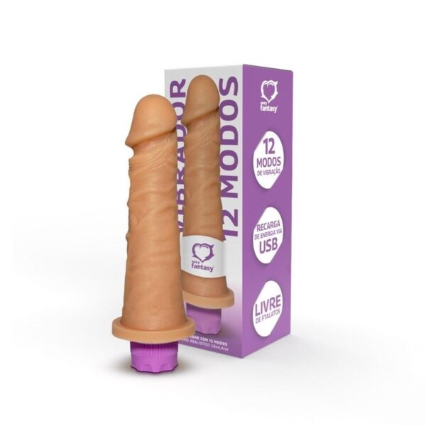Prótese Realística com Vibrador Recarregável USB -18cm x 4,4cm