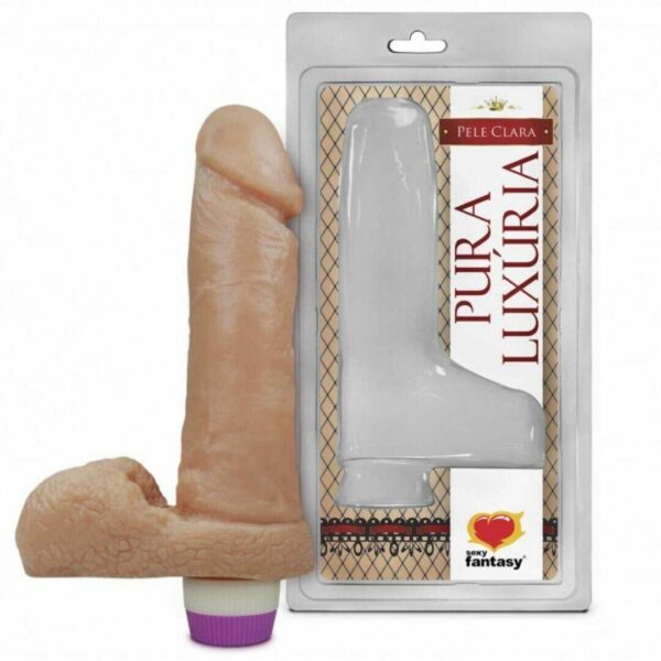 Prótese Realística com Escroto e Vibro 17cm x 4,5cm